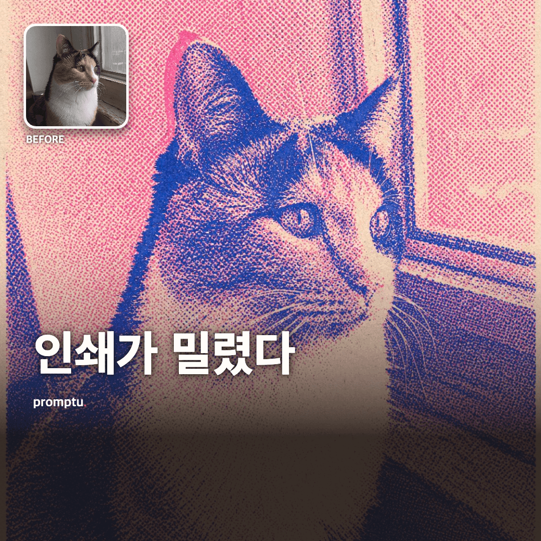 내 사진을 형광 2색 리소그래프 인쇄물로