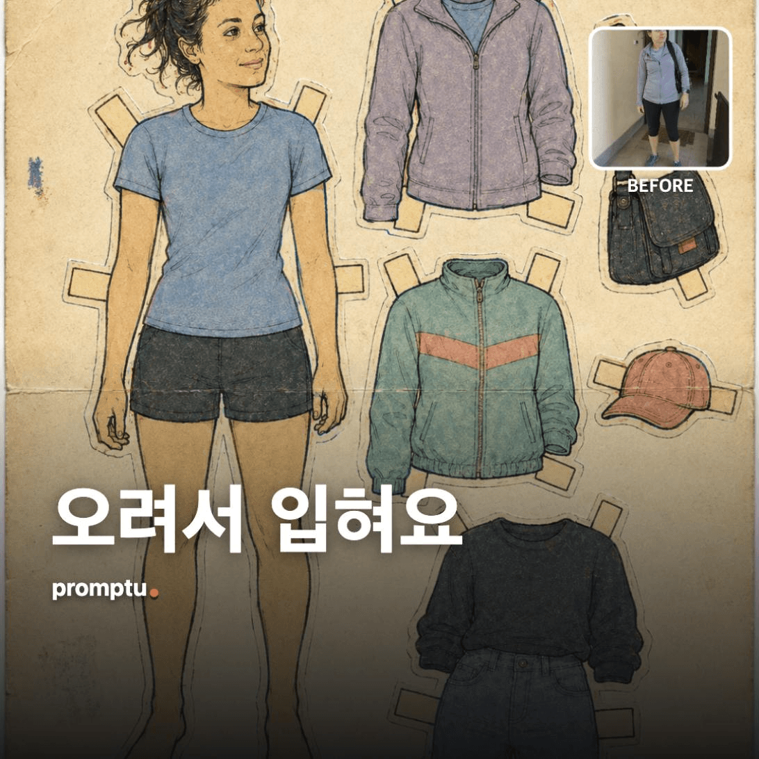 내 사진을 오려 만든 종이인형 옷 갈아입히기 세트로